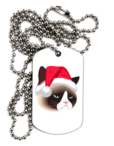 Santa Hat Disgruntled Siamese Cat Adult Dog Tag Chain Necklace by TooLoud-Dog Tag Necklace-TooLoud-1 Piece-Davson Sales