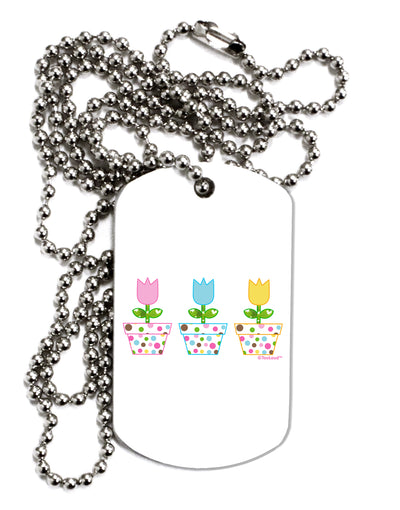 Three Easter Tulips Adult Dog Tag Chain Necklace by TooLoud-Dog Tag Necklace-TooLoud-White-Davson Sales