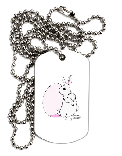 Easter Bunny and Egg Design Adult Dog Tag Chain Necklace by TooLoud-Dog Tag Necklace-TooLoud-White-Davson Sales