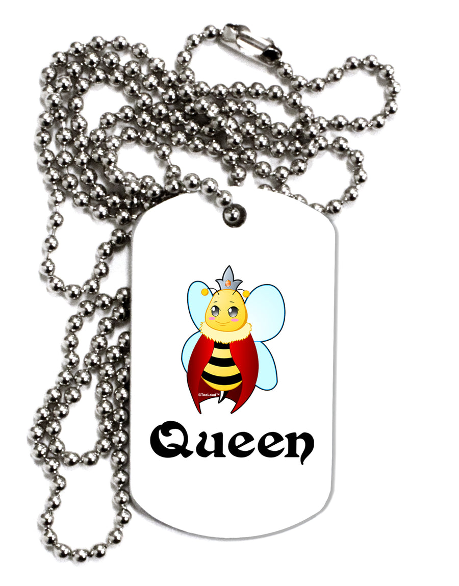 Queen Bee Text 2 Adult Dog Tag Chain Necklace by TooLoud-TooLoud-White-Davson Sales