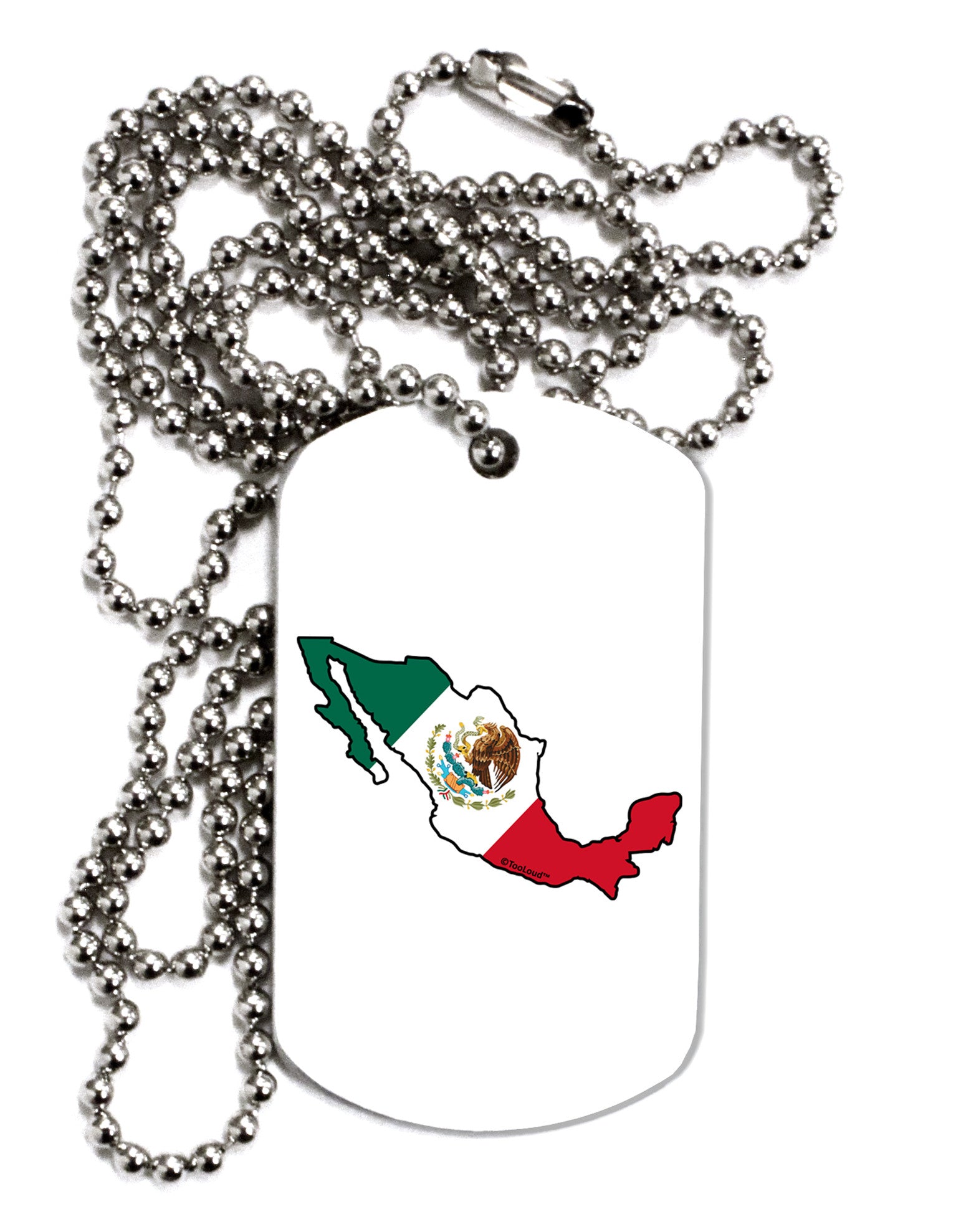 Mexico Outline - Mexican Flag Adult Dog Tag Chain Necklace by TooLoud-Dog Tag Necklace-TooLoud-White-Davson Sales