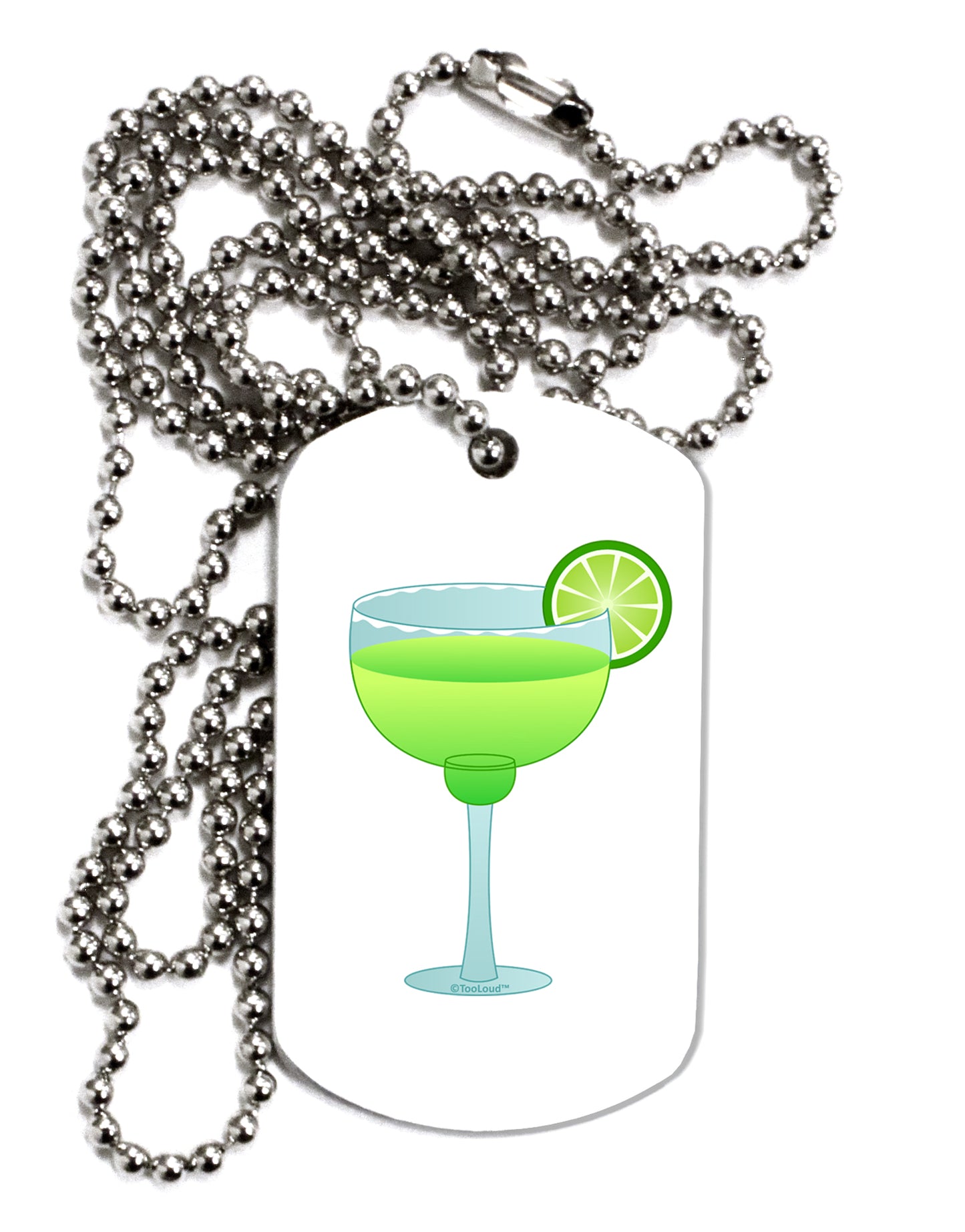 Green Margarita with Lime - Cinco de Mayo Adult Dog Tag Chain Necklace by TooLoud-Dog Tag Necklace-TooLoud-White-Davson Sales
