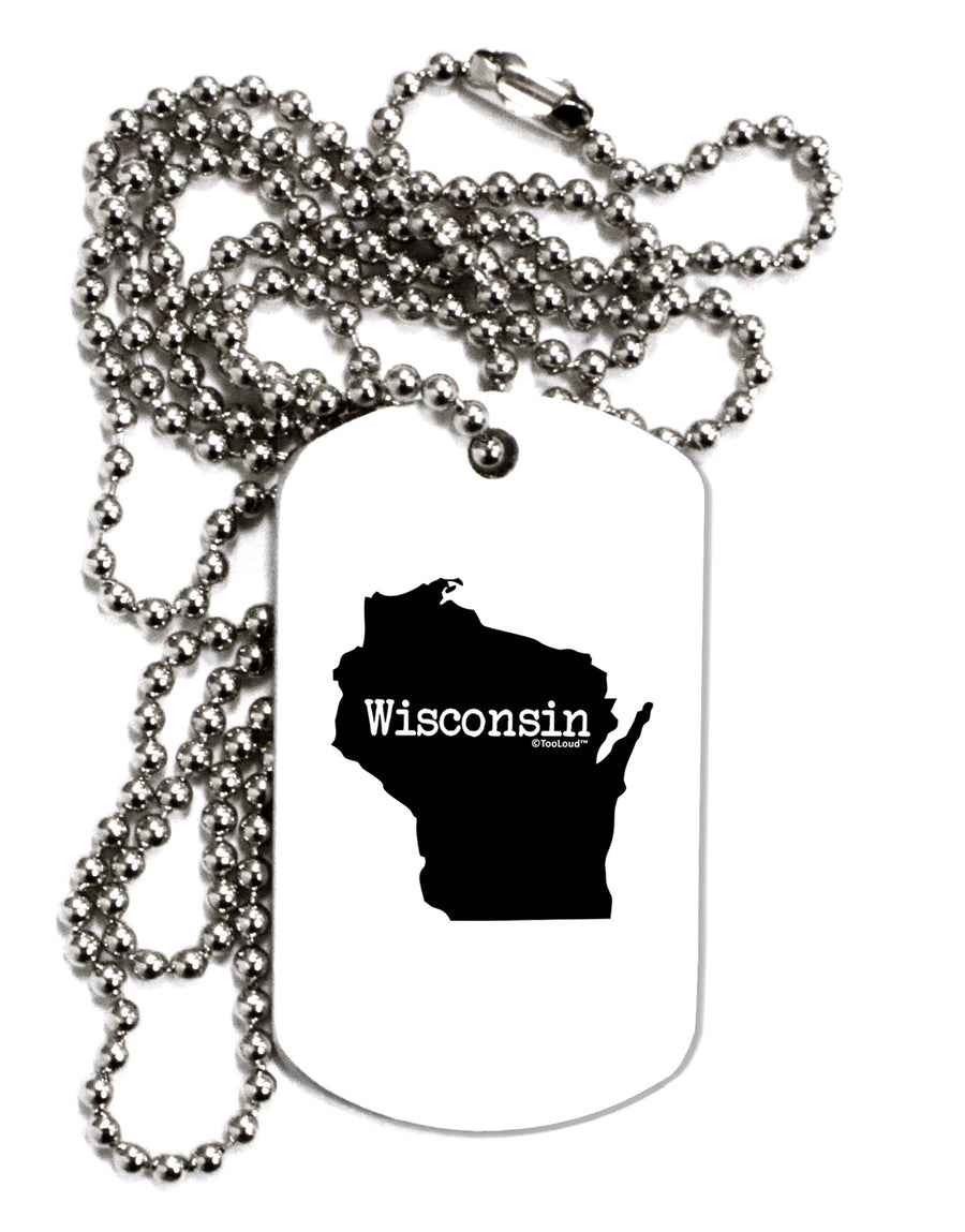 Wisconsin - United States Shape Adult Dog Tag Chain Necklace-Dog Tag Necklace-TooLoud-White-Davson Sales