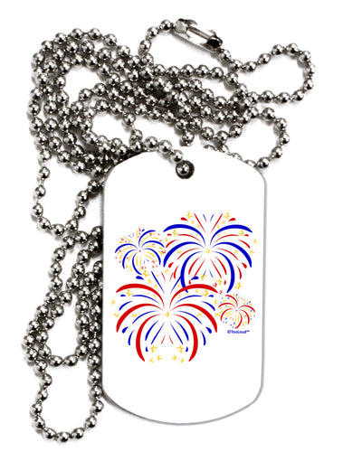 Patriotic Fireworks with Bursting Stars Adult Dog Tag Chain Necklace by TooLoud-Dog Tag Necklace-TooLoud-White-Davson Sales