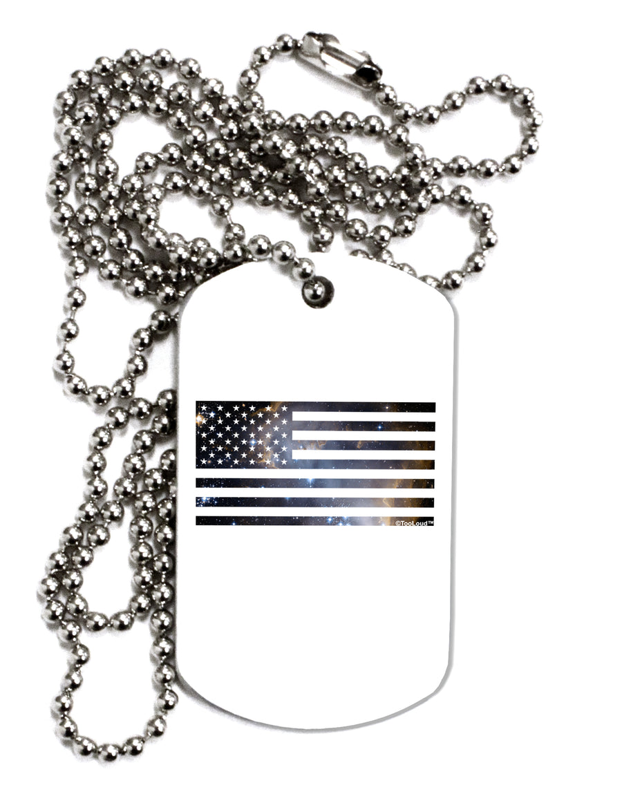American Flag Galaxy Adult Dog Tag Chain Necklace by TooLoud