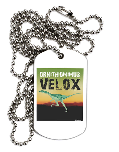 Ornithomimus Velox - With Name Adult Dog Tag Chain Necklace by TooLoud-Dog Tag Necklace-TooLoud-White-Davson Sales