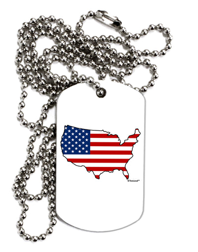 United States Cutout - American Flag Design Adult Dog Tag Chain Necklace by TooLoud-Dog Tag Necklace-TooLoud-White-Davson Sales