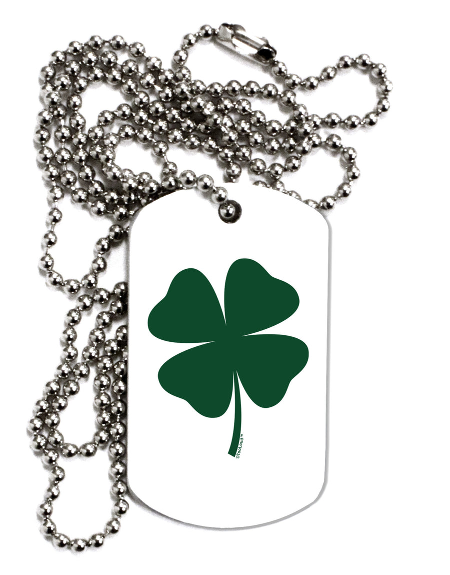 Lucky Four Leaf Clover St Patricks Day Adult Dog Tag Chain Necklace-Dog Tag Necklace-TooLoud-White-Davson Sales