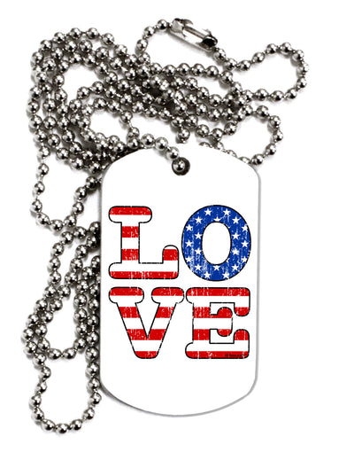 American Love Design - Distressed Adult Dog Tag Chain Necklace by TooLoud-Dog Tag Necklace-TooLoud-White-Davson Sales