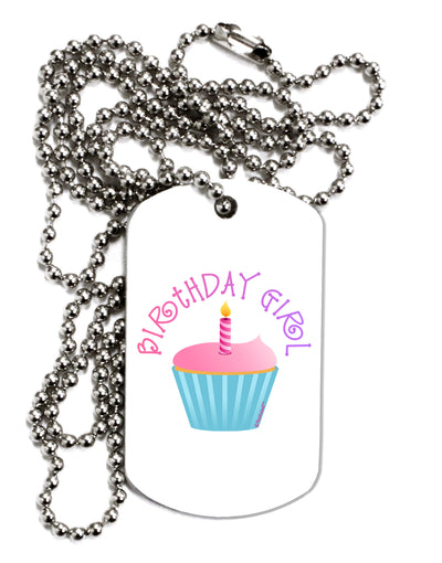 Birthday Girl - Candle Cupcake Adult Dog Tag Chain Necklace by TooLoud-Dog Tag Necklace-TooLoud-White-Davson Sales