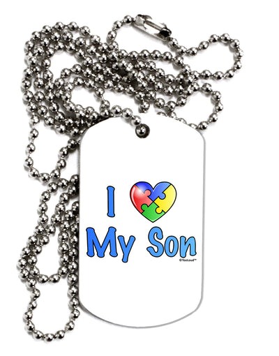 I Heart My Son - Autism Awareness Adult Dog Tag Chain Necklace by TooLoud-Dog Tag Necklace-TooLoud-White-Davson Sales