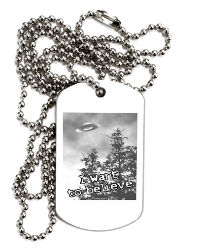 I Want to Believe - UFO Adult Dog Tag Chain Necklace by TooLoud-Dog Tag Necklace-TooLoud-White-Davson Sales