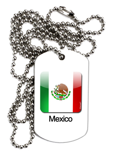 Mexican Flag App Icon - Text Adult Dog Tag Chain Necklace by TooLoud-Dog Tag Necklace-TooLoud-White-Davson Sales