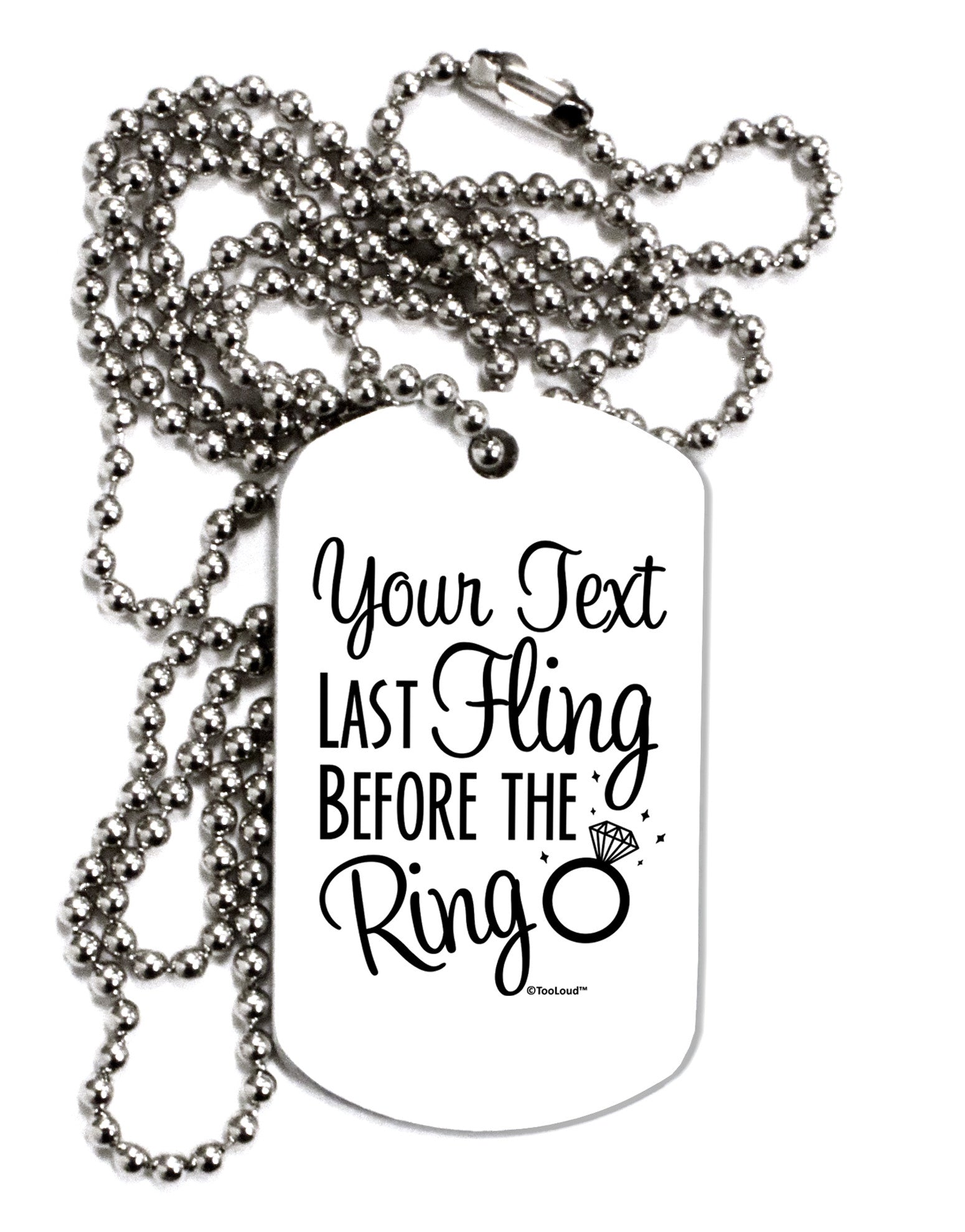 Personalized Bachelorette Party - Last Fling Before the Ring Adult Dog Tag Chain Necklace-Dog Tag Necklace-TooLoud-White-Davson Sales