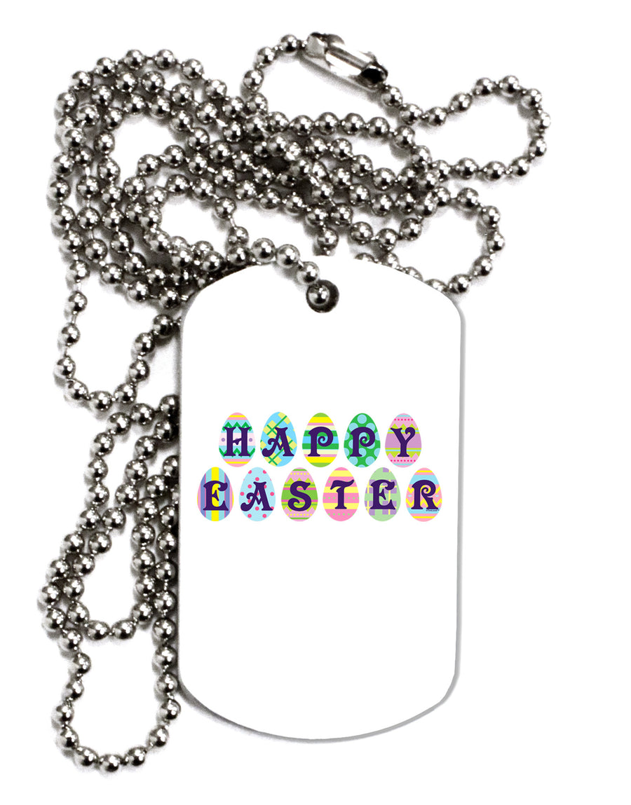 Easter Eggs Happy Easter Adult Dog Tag Chain Necklace-Dog Tag Necklace-TooLoud-White-Davson Sales