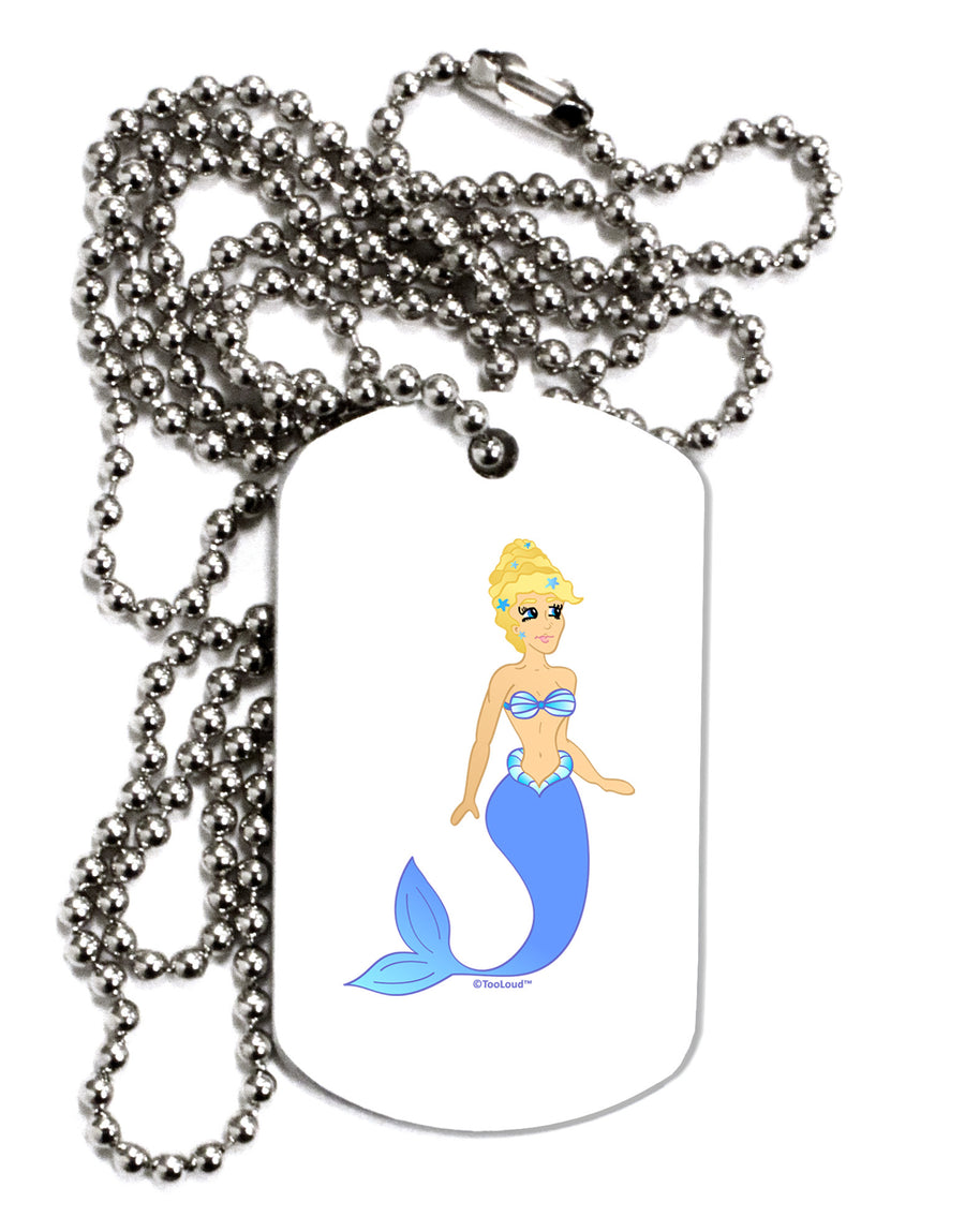 Mermaid Design - Blue Adult Dog Tag Chain Necklace-Dog Tag Necklace-TooLoud-White-Davson Sales