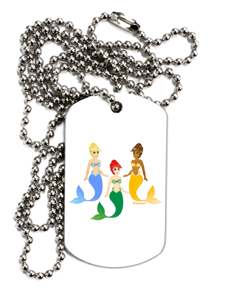 Three Mermaids Adult Dog Tag Chain Necklace-Dog Tag Necklace-TooLoud-White-Davson Sales