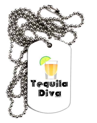 Tequila Diva - Cinco de Mayo Design Adult Dog Tag Chain Necklace by TooLoud-Dog Tag Necklace-TooLoud-White-Davson Sales