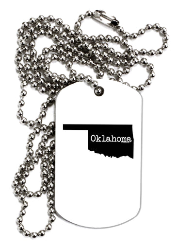 Oklahoma - United States Shape Adult Dog Tag Chain Necklace by TooLoud-Dog Tag Necklace-TooLoud-White-Davson Sales