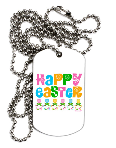 Happy Easter - Tulips Adult Dog Tag Chain Necklace by TooLoud-Dog Tag Necklace-TooLoud-White-Davson Sales