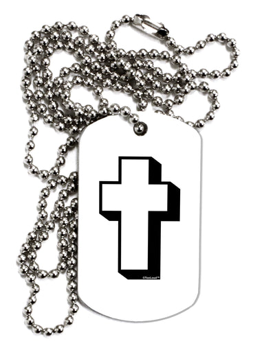 Simple Cross Design Black Adult Dog Tag Chain Necklace by TooLoud-Dog Tag Necklace-TooLoud-White-Davson Sales