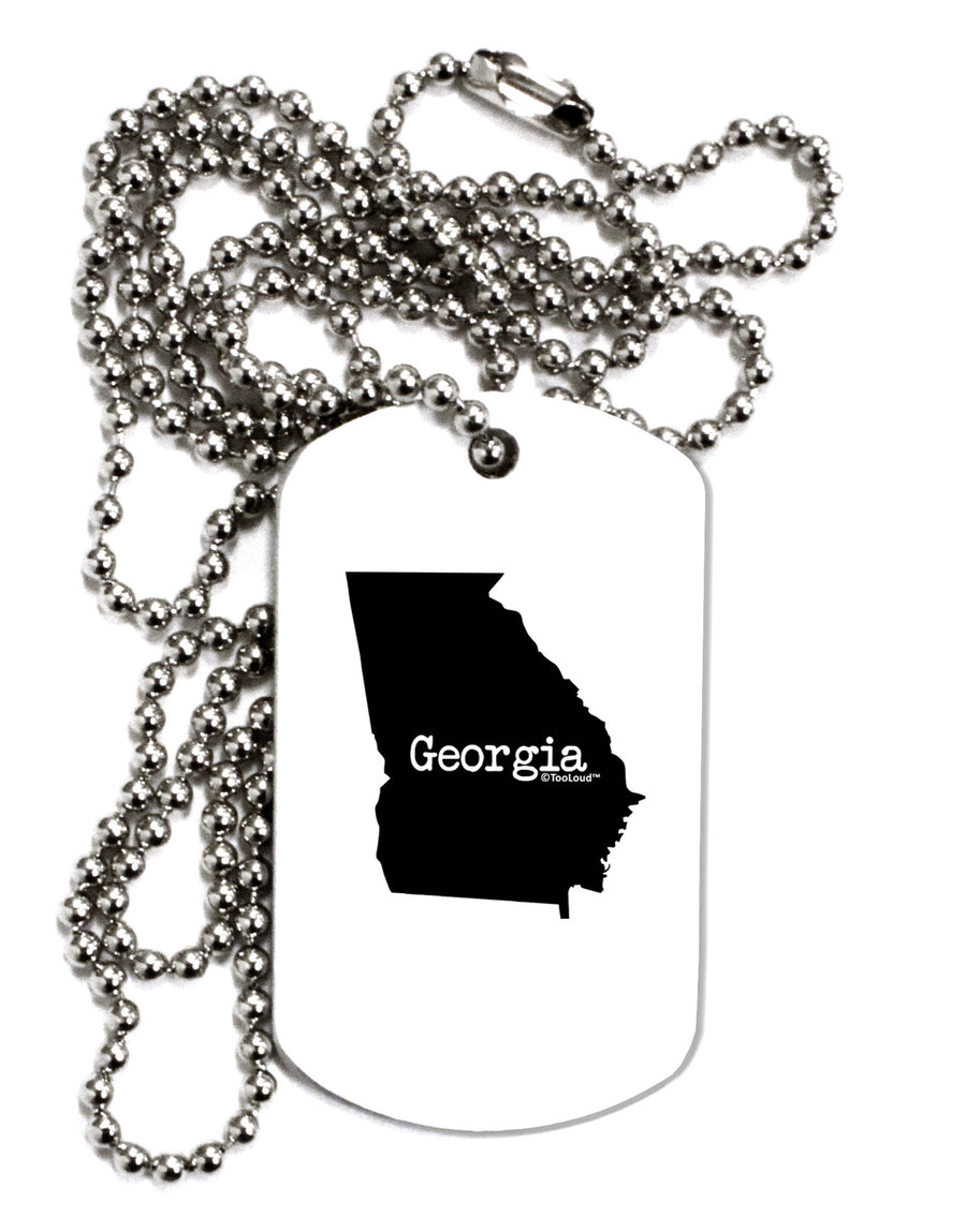 Georgia - United States Shape Adult Dog Tag Chain Necklace-Dog Tag Necklace-TooLoud-White-Davson Sales