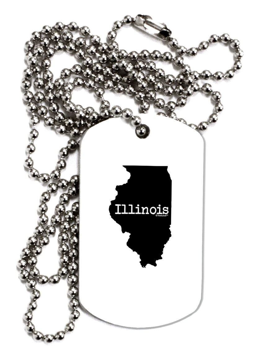 Illinois - United States Shape Adult Dog Tag Chain Necklace-Dog Tag Necklace-TooLoud-White-Davson Sales