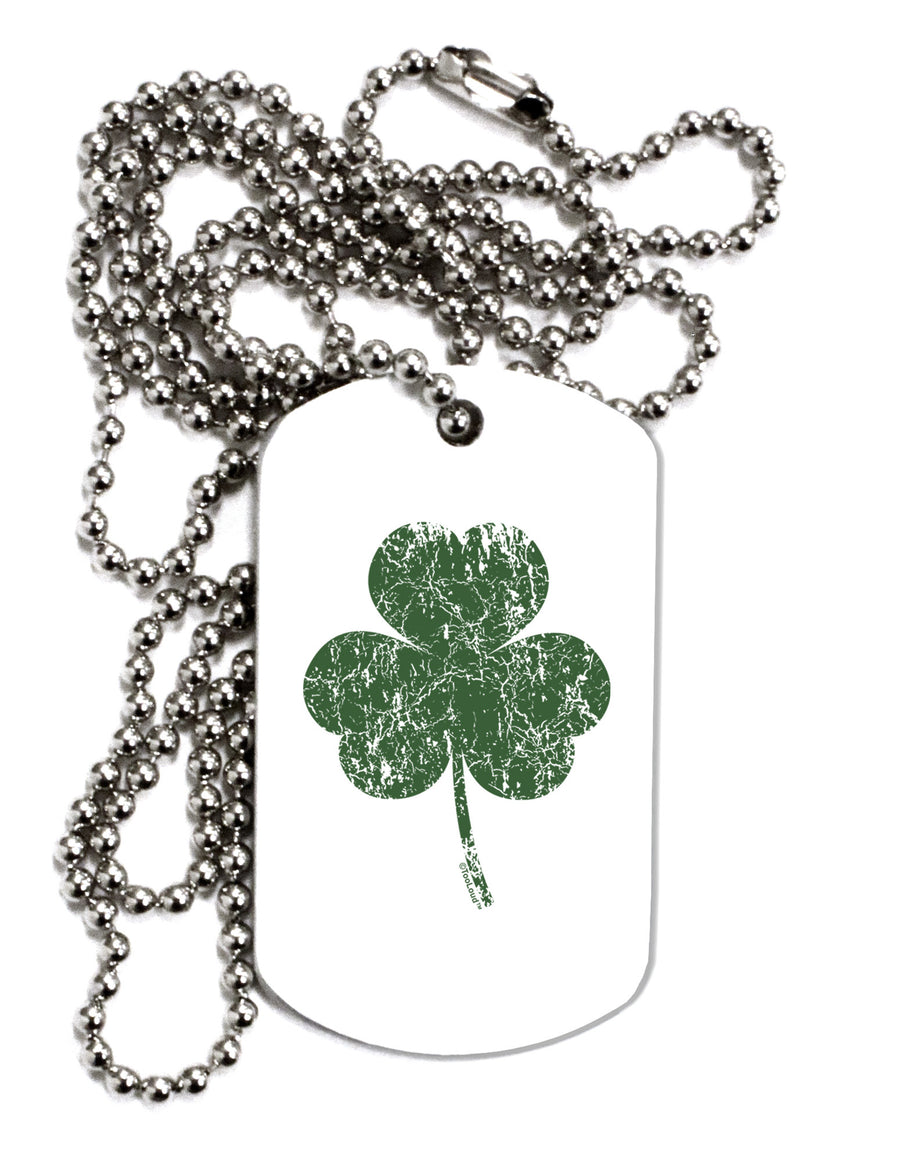 Distressed Traditional Irish Shamrock Adult Dog Tag Chain Necklace-Dog Tag Necklace-TooLoud-White-Davson Sales