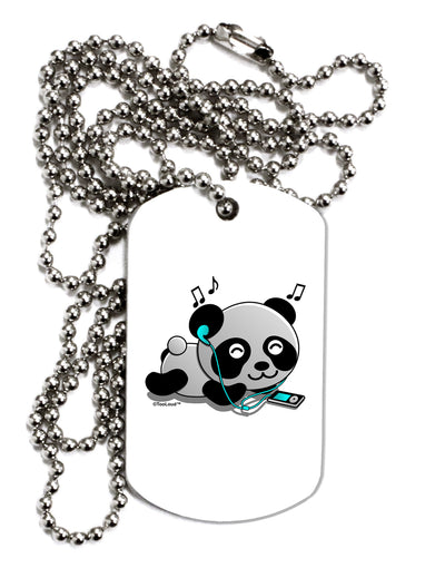 Cute Panda With Ear Buds Adult Dog Tag Chain Necklace-Dog Tag Necklace-TooLoud-1 Piece-Davson Sales