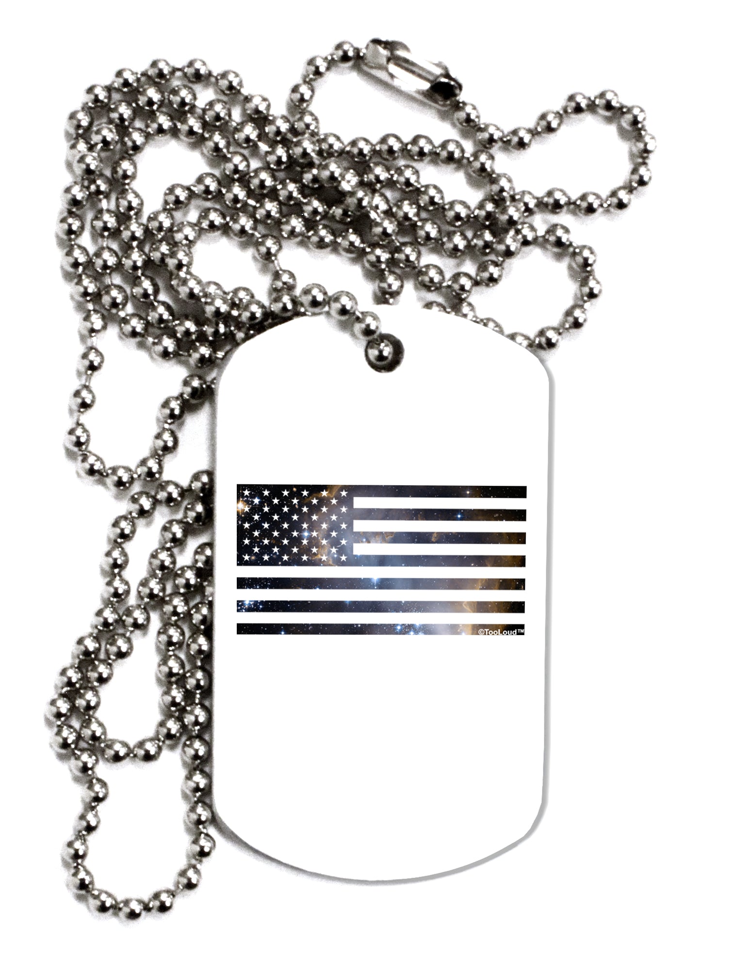 American Flag Galaxy Adult Dog Tag Chain Necklace by TooLoud-Dog Tag Necklace-TooLoud-White-Davson Sales