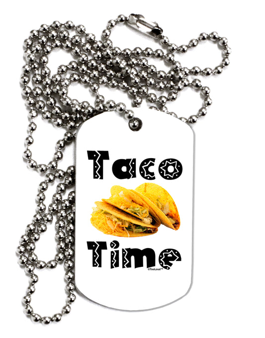 Taco Time - Mexican Food Design Adult Dog Tag Chain Necklace by TooLoud-Dog Tag Necklace-TooLoud-White-Davson Sales