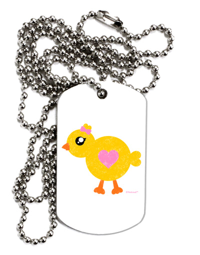 Cute Chick with Bow - Crayon Style Drawing Adult Dog Tag Chain Necklace by TooLoud-Dog Tag Necklace-TooLoud-White-Davson Sales