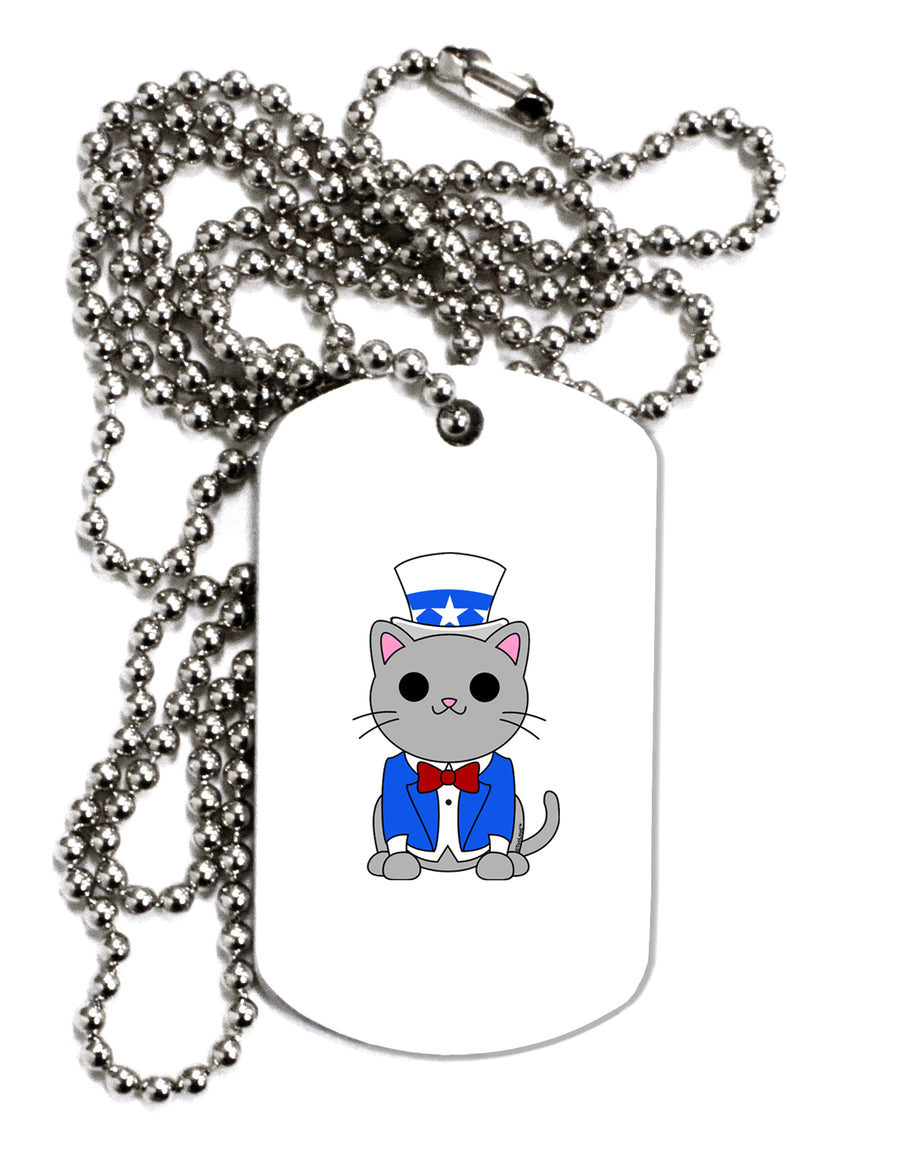 Patriotic Cat Adult Dog Tag Chain Necklace by TooLoud-TooLoud-White-Davson Sales