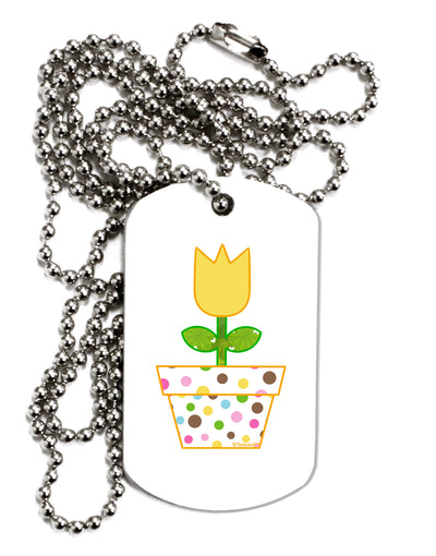 Easter Tulip Design - Yellow Adult Dog Tag Chain Necklace by TooLoud-Dog Tag Necklace-TooLoud-White-Davson Sales