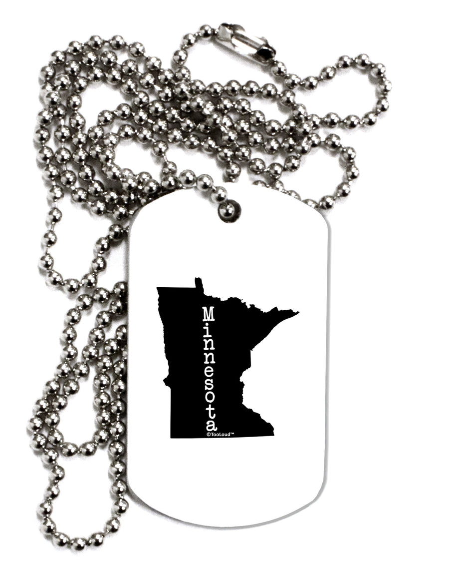 Minnesota - United States Shape Adult Dog Tag Chain Necklace-Dog Tag Necklace-TooLoud-White-Davson Sales