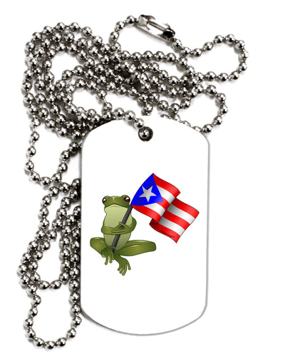 Coqui Holding Flag Adult Dog Tag Chain Necklace-Dog Tag Necklace-TooLoud-1 Piece-Davson Sales