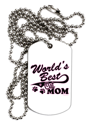 World's Best Cat Mom Adult Dog Tag Chain Necklace by TooLoud-Dog Tag Necklace-TooLoud-White-Davson Sales