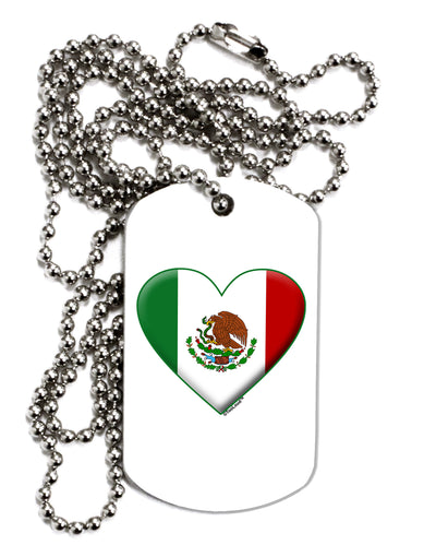 Mexican Flag Heart - Beveled Adult Dog Tag Chain Necklace by TooLoud-Dog Tag Necklace-TooLoud-White-Davson Sales