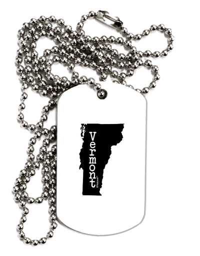 Vermont - United States Shape Adult Dog Tag Chain Necklace by TooLoud-Dog Tag Necklace-TooLoud-White-Davson Sales