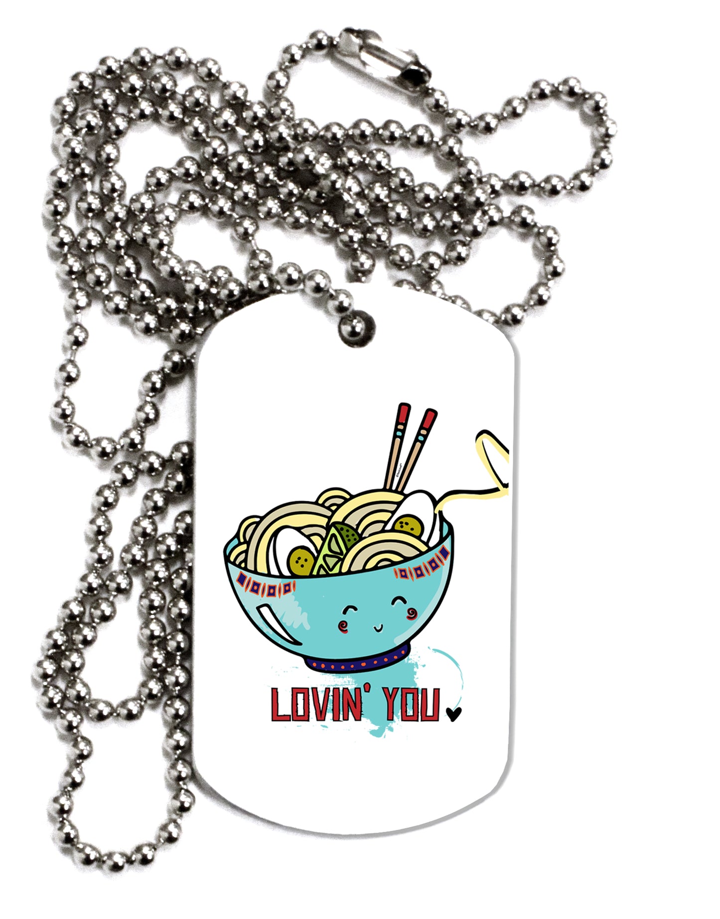 TooLoud Matching Lovin You Blue Pho Bowl Adult Dog Tag Chain Necklace-Dog Tag Necklace-TooLoud-1 Piece-Davson Sales