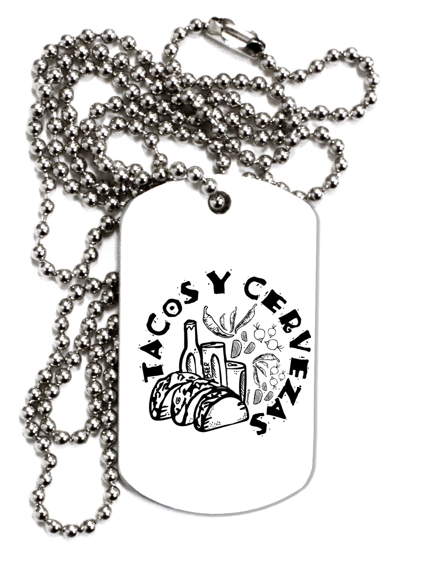 TooLoud Tacos Y Cervezas Adult Dog Tag Chain Necklace-Dog Tag Necklace-TooLoud-1 Piece-Davson Sales