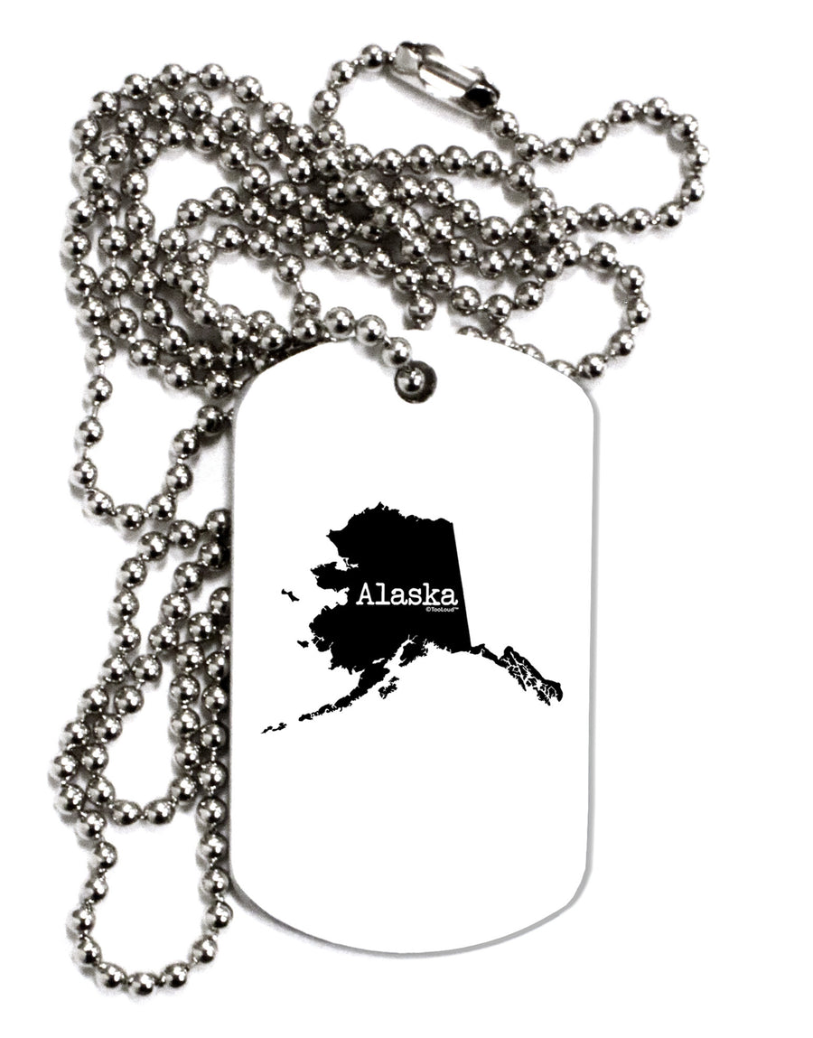 Alaska - United States Shape Adult Dog Tag Chain Necklace-Dog Tag Necklace-TooLoud-White-Davson Sales