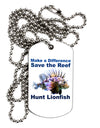 Save the Reef - Hunt Lionfish Adult Dog Tag Chain Necklace by TooLoud-Dog Tag Necklace-TooLoud-White-Davson Sales