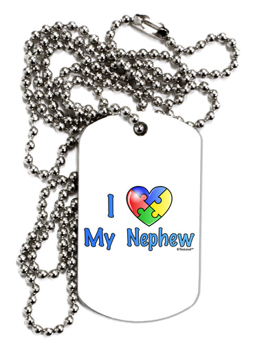 I Heart My Nephew - Autism Awareness Adult Dog Tag Chain Necklace by TooLoud-Dog Tag Necklace-TooLoud-White-Davson Sales