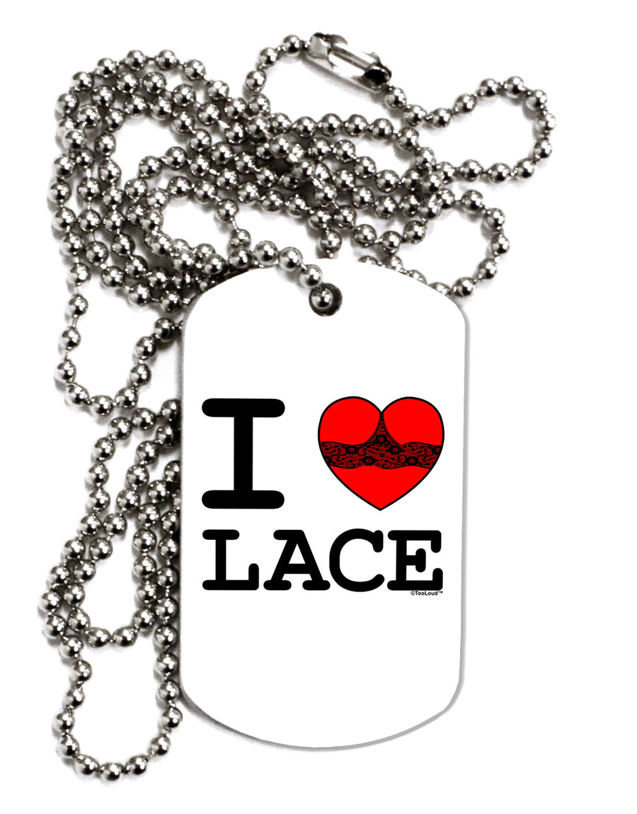 I Love Heart Lace Adult Dog Tag Chain Necklace-Dog Tag Necklace-TooLoud-White-Davson Sales