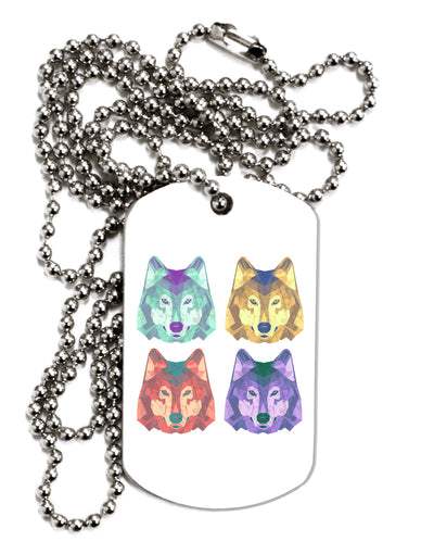 Geometric Wolf Head Pop Art Adult Dog Tag Chain Necklace by TooLoud-Dog Tag Necklace-TooLoud-1 Piece-Davson Sales