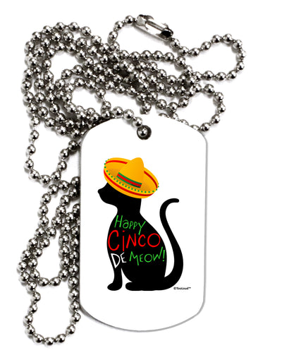 Happy Cinco de Meow - Cinco de Mayo Cat Adult Dog Tag Chain Necklace by TooLoud-Dog Tag Necklace-TooLoud-White-Davson Sales