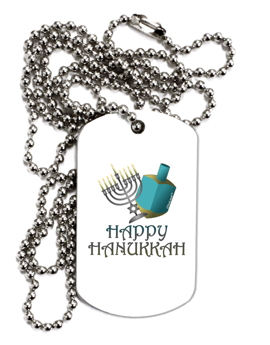 Blue & Silver Happy Hanukkah Adult Dog Tag Chain Necklace-Dog Tag Necklace-TooLoud-12 Pieces-Davson Sales