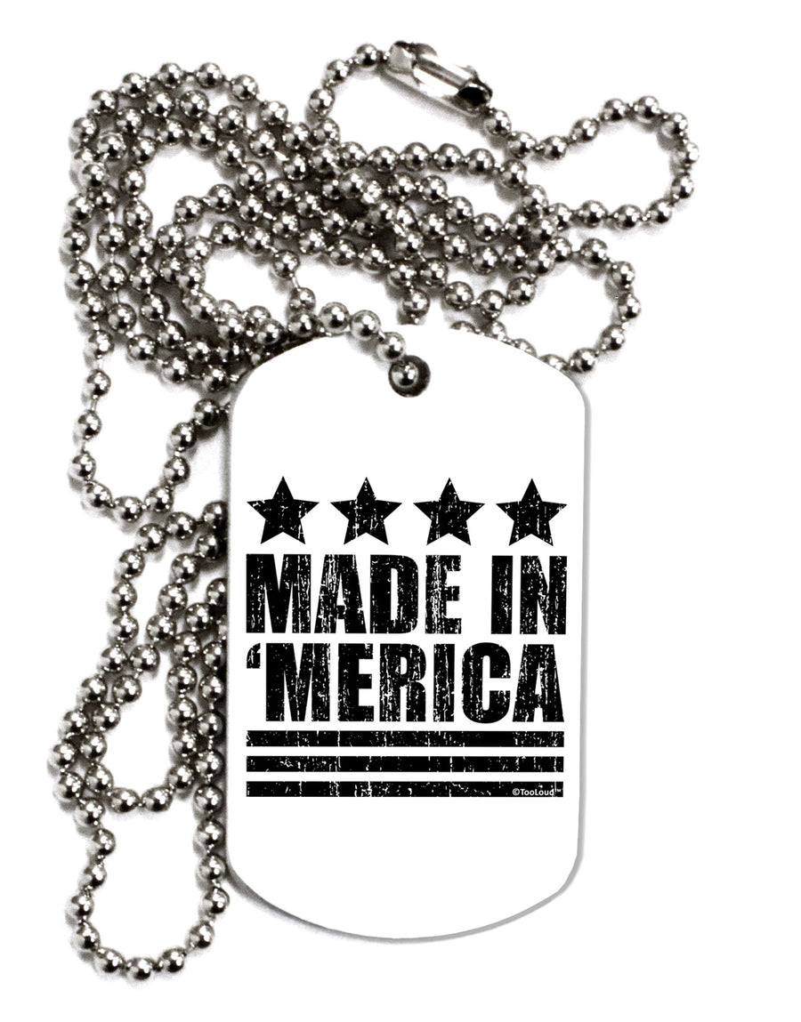 Made in Merica - Stars and Stripes Design Adult Dog Tag Chain Necklace-Dog Tag Necklace-TooLoud-White-Davson Sales