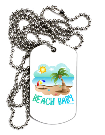 Fun Summer Beach Scene - Beach Baby Adult Dog Tag Chain Necklace by TooLoud-Dog Tag Necklace-TooLoud-White-Davson Sales